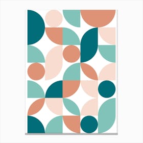Mid Century Modern Abstract 26 Teal, Peach, Coral Canvas Print