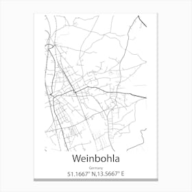 Weinbohla,Germany Minimalist Map Canvas Print