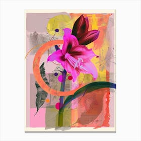 Amaryllis 3 Neon Flower Collage Canvas Print