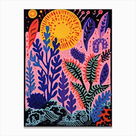 Colourful Botanical Risograph Style 28 Canvas Print