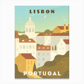 Lisbon, Portugal — Retro travel minimalist poster Canvas Print