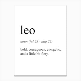 Leo Star Sign Definition Meaning Canvas Print