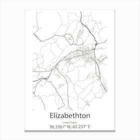 Elizabethton,United States Minimalist Map Canvas Print