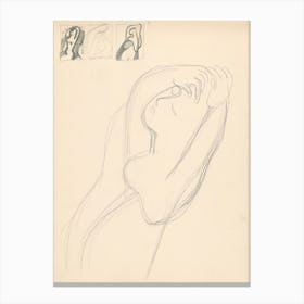 Woman With Raised Hands And Three Sketches, Mikuláš Galanda Canvas Print