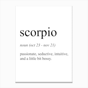 Scorpio Star Sign Definition Meaning Canvas Print