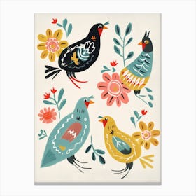 Folk Style Bird Painting Chicken 2 Canvas Print