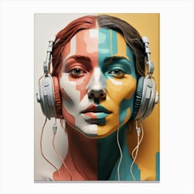 Portrait Of A Woman Listening To Music Canvas Print