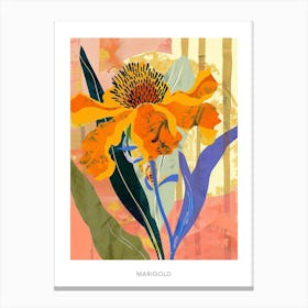 Colourful Flower Illustration Poster Marigold 3 Canvas Print