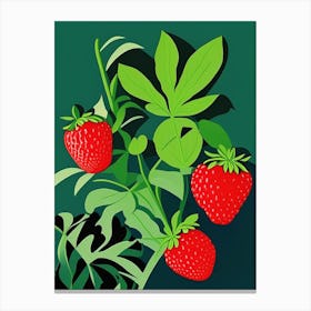 Wild Strawberries, Plant, Retro Canvas Print