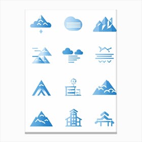 Aesthetic Vector Icons Categorized Into Severally Distinct Weather And Travel Symbols Dominating T Canvas Print