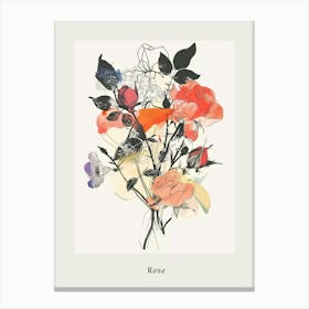 Rose 4 Collage Flower Bouquet Poster Canvas Print