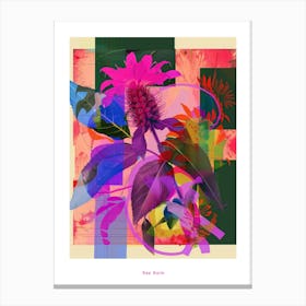 Bee Balm 1 Neon Flower Collage Poster Canvas Print