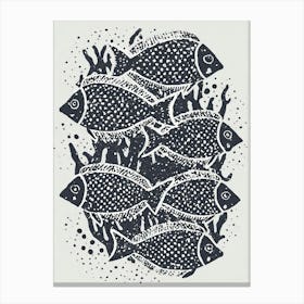 A School Of Tropical Fish In A Vibrant Reef Canvas Print