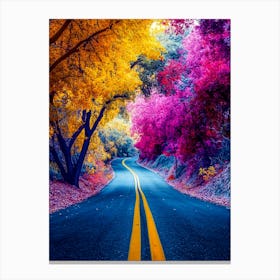 Vibrant Autumn Road – A Colorful Journey Through Nature's Palette Canvas Print