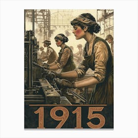 Aihrgdesign A Vintage Poster Showing Women Working In Factori 293d9267 6b65 41e4 B795 1138c47f329c 2 Canvas Print