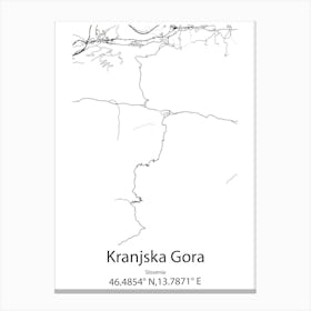 Kranjska Gora,Slovenia Minimalist Map Canvas Print