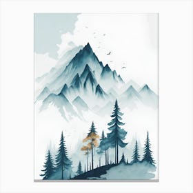 Mountain And Forest In Minimalist Watercolor Vertical Composition 314 Canvas Print