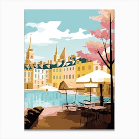 Stockholm, Sweden, Flat Pastels Tones Illustration 3 Canvas Print
