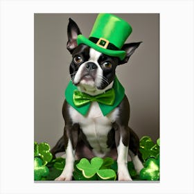 St Patrick'S Day Boston Terrier 6 Canvas Print