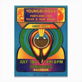 The Youngbloods Portland Zoo Retro Replica Mini Rock Concert Poster Canvas Print