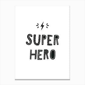 Super Hero Black Super Scandi Kids Canvas Print