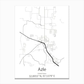 Azle,United States Minimalist Map 1 Canvas Print