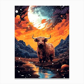 Highland Cow Painting Canvas Print