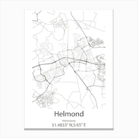 Helmond,Netherlands Minimalist Map Canvas Print