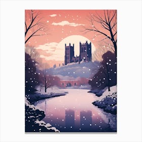 Winter Travel Night Illustration Durham United Kingdom 1 Canvas Print
