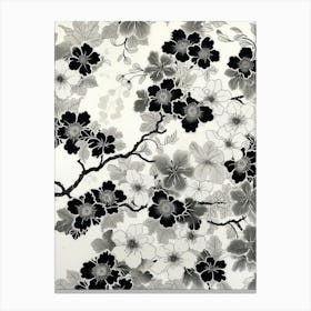 Great Japan Hokusai Black And White Flowers 3 Canvas Print