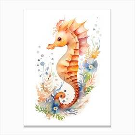 A Seahorse Watercolour In Autumn Colours 1 Canvas Print