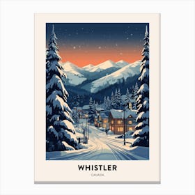 Winter Night  Travel Poster Whistler Canada 2 Canvas Print