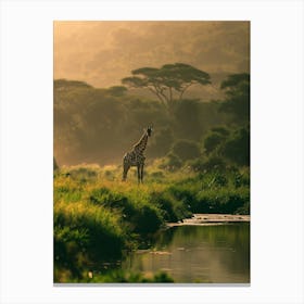 Giraffe In The Savannah Canvas Print
