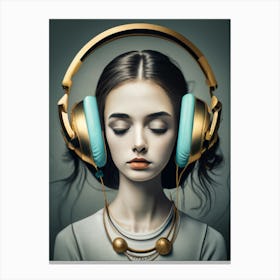 Girl With Headphones 55 Canvas Print