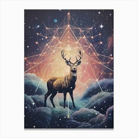 cosmic surrealism animal portrait of a deer under stars Canvas Print