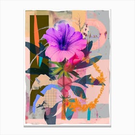 Petunia 4 Neon Flower Collage Canvas Print