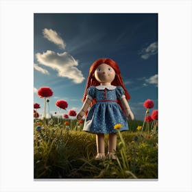 Doll In A Field Of Flowers Canvas Print