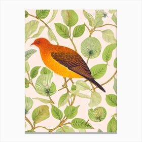 Kiwi William Morris Style Bird Canvas Print