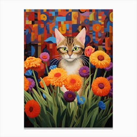 Cat In Flowers Canvas Print