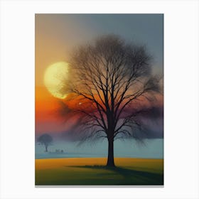 Sunset In The Field Canvas Print