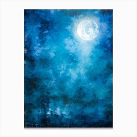 Abstract Grunge Pattern Backlit By A Luminous Moon Cutting Through A Foggy Night Sky Texture Palpa (1) 2 Canvas Print