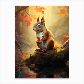 Squirrel In Autumn Canvas Print