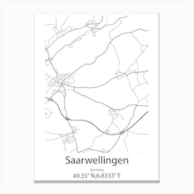 Saarwellingen,Germany Minimalist Map Canvas Print