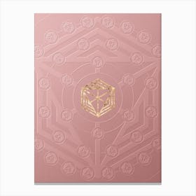 Geometric Gold Glyph on Circle Array in Pink Embossed Paper n.0033 Canvas Print