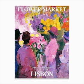 Vintage Flower Market Painting Lisbon 4 Canvas Print