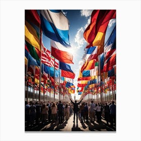 A Monumental Assembly Of Global Country Flags Arranged In A Harmonious Panorama Of Unity And Divers (2) Canvas Print