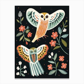 Folk Style Bird Painting Barn Owl 2 Canvas Print