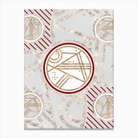 Geometric Abstract Glyph in Festive Gold Silver and Red n.0033 Canvas Print