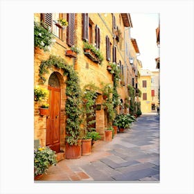 View Along A Narrow Street In Tuscany Canvas Print