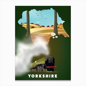 Yorkshire Steam Train Travel poster map Canvas Print